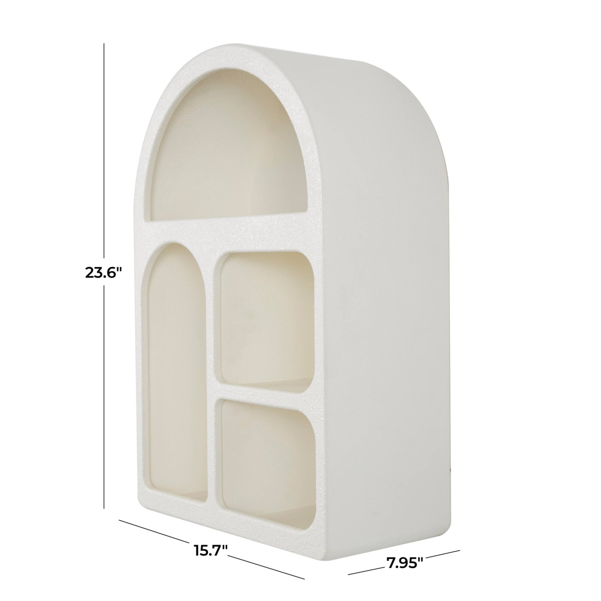 24" Cream Geometric Arched Wall Shelf